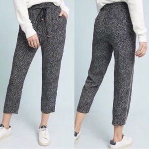 Anthropologie Ett:Twa black ditsy floral jogger style drawstring pants medium